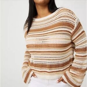 Torrid Cream and Brown Striped Sweater